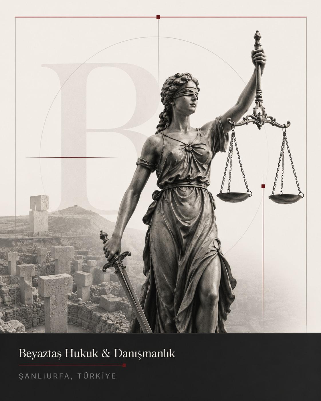 Adalet ve hukuk temalı Beyaztaş Hukuk görseli